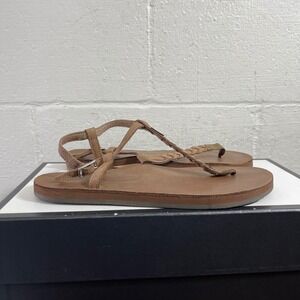 Rainbow T-Street Brown Leather Braided Strappy Sandals Women's Size XL